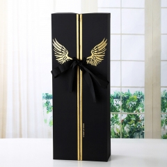 Boîte-cadeau de luxe en papier fleur avec deux portes et ruban