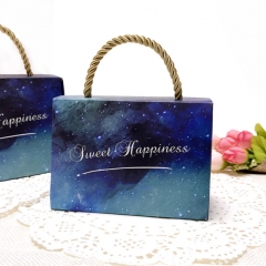 Boîte-cadeau portative de sucrerie de ciel étoilé fait sur commande avec la corde pour des occasions de mariage
