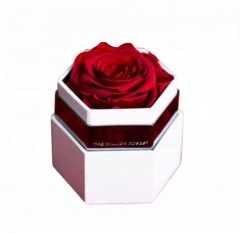 New Rose Gift Box Petite boîte à chapeau à fleurs en carton avec hexagone