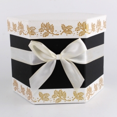 logo personnalisé belle hexagone préservé fleur papier carton chapeau boîte